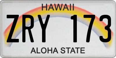 HI license plate ZRY173