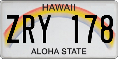 HI license plate ZRY178