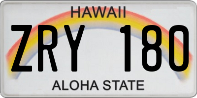 HI license plate ZRY180