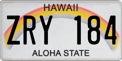 HI license plate ZRY184