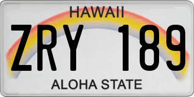 HI license plate ZRY189