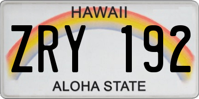 HI license plate ZRY192