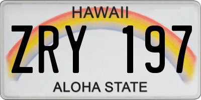 HI license plate ZRY197