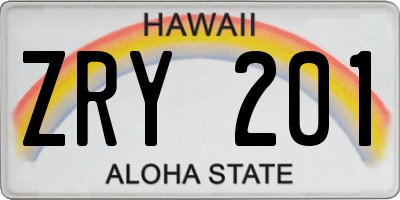 HI license plate ZRY201