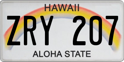 HI license plate ZRY207