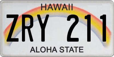 HI license plate ZRY211