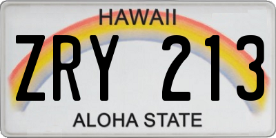 HI license plate ZRY213