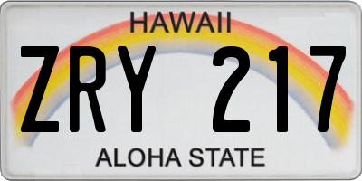 HI license plate ZRY217