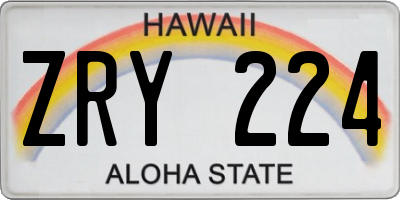HI license plate ZRY224