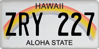 HI license plate ZRY227