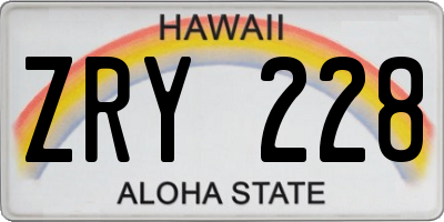 HI license plate ZRY228