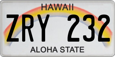 HI license plate ZRY232