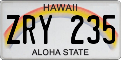 HI license plate ZRY235