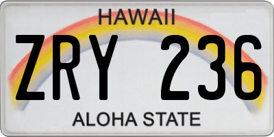 HI license plate ZRY236