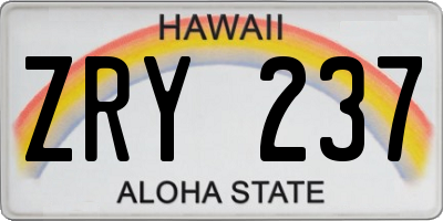 HI license plate ZRY237