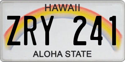 HI license plate ZRY241