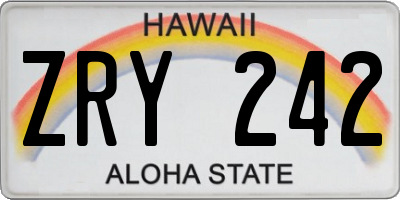 HI license plate ZRY242
