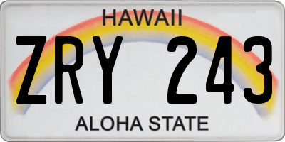 HI license plate ZRY243