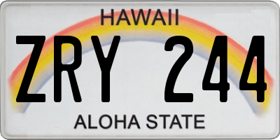HI license plate ZRY244