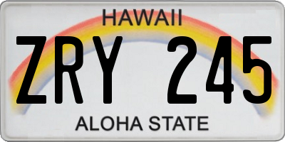 HI license plate ZRY245