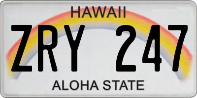 HI license plate ZRY247