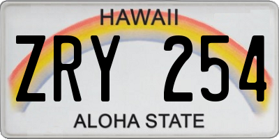HI license plate ZRY254