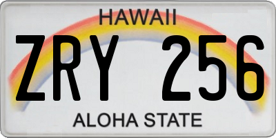 HI license plate ZRY256