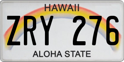 HI license plate ZRY276