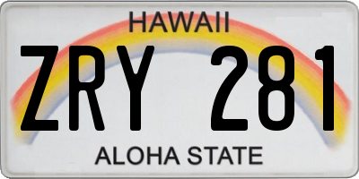 HI license plate ZRY281