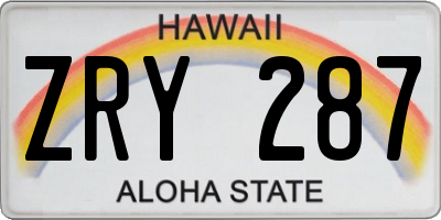 HI license plate ZRY287