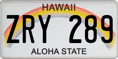 HI license plate ZRY289