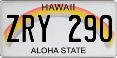 HI license plate ZRY290