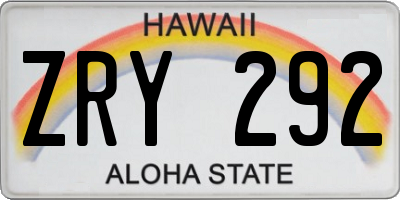 HI license plate ZRY292