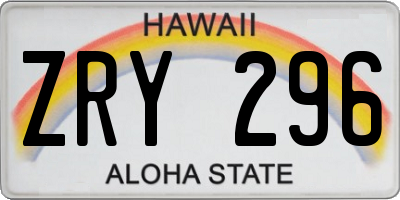HI license plate ZRY296