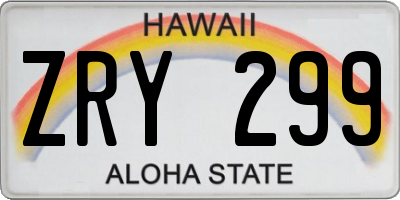 HI license plate ZRY299