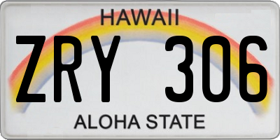 HI license plate ZRY306
