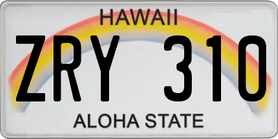 HI license plate ZRY310