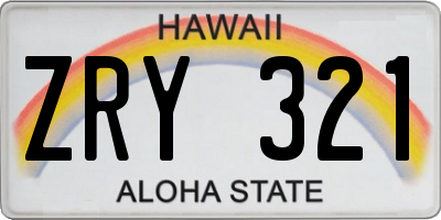 HI license plate ZRY321