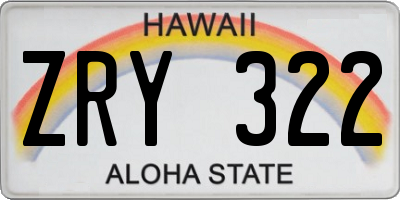 HI license plate ZRY322