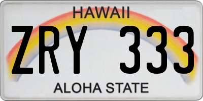 HI license plate ZRY333