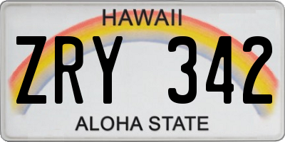 HI license plate ZRY342