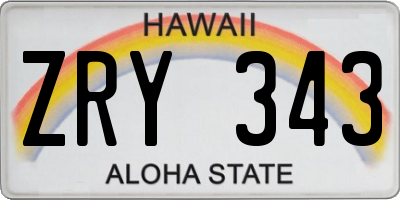 HI license plate ZRY343