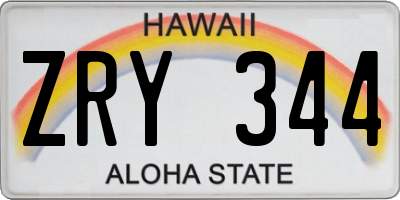 HI license plate ZRY344