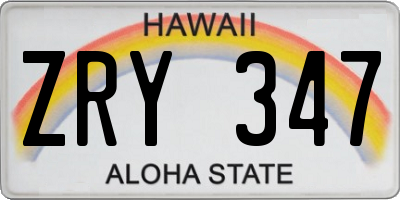 HI license plate ZRY347