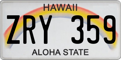 HI license plate ZRY359