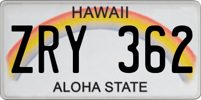 HI license plate ZRY362