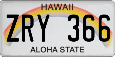 HI license plate ZRY366