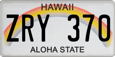 HI license plate ZRY370