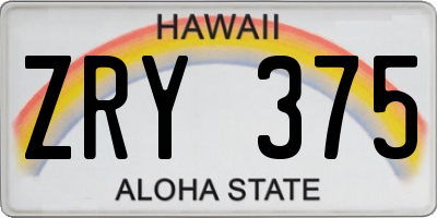 HI license plate ZRY375