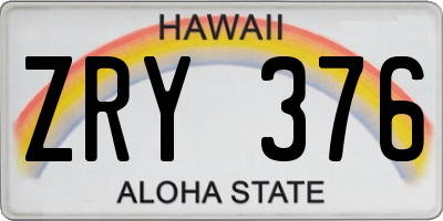 HI license plate ZRY376